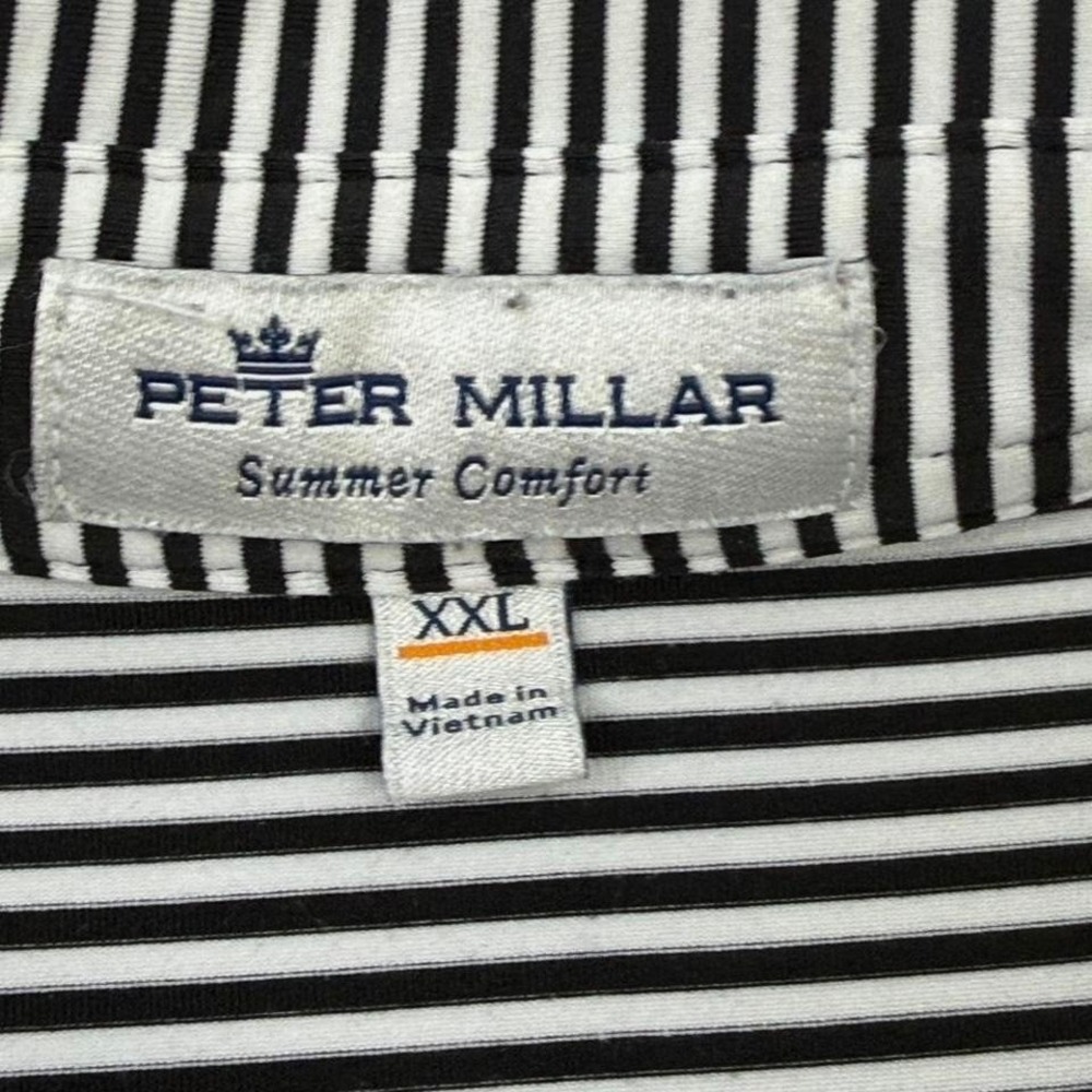 Peter Millar Summer Comfort Polo XXL BlackWhite Stripe RSM Classic Golf 0178 - Picture 2 of 6